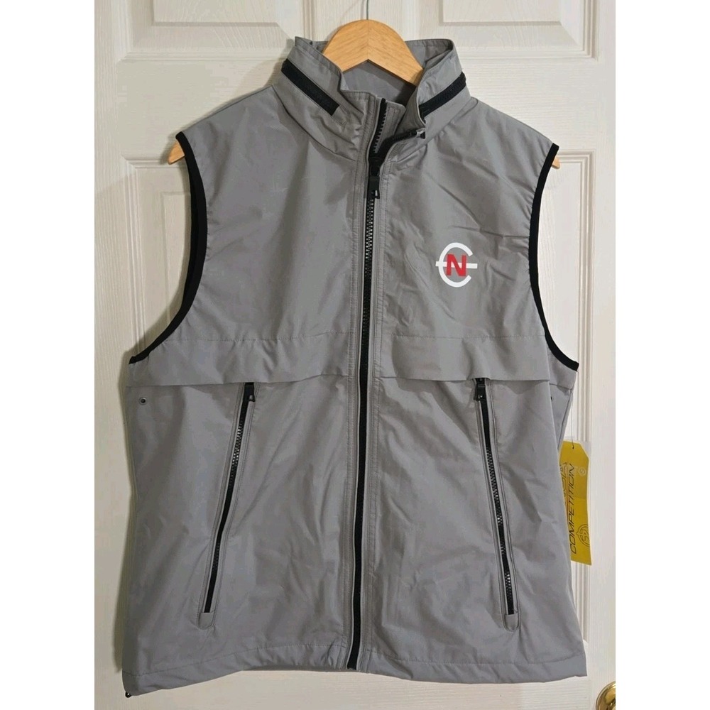 Nautica Vest Jacket Hooded SMALL Sharkfin Gray Mens Competition NEW